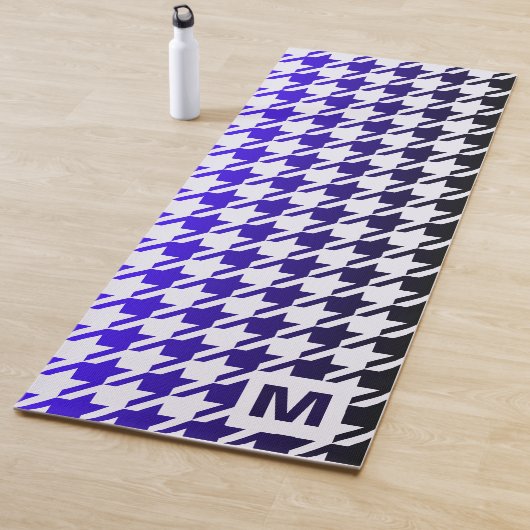 Modern Monogram blauw gradiënt - Houndstooth Patro Yogamat (In situ)