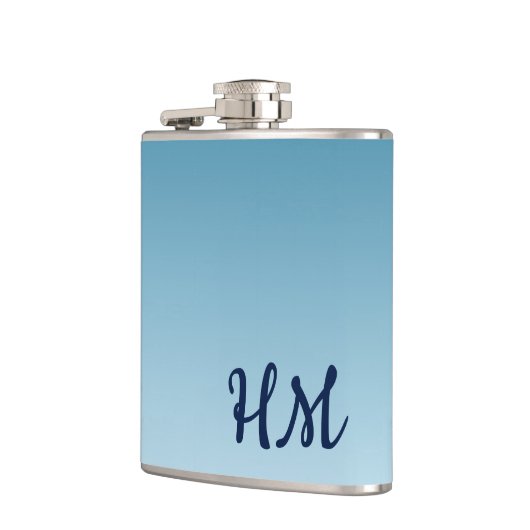 Modern Monogram blauw Heupfles (Links)