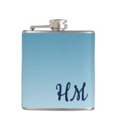 Modern Monogram blauw Heupfles (Voorkant)