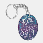 Modern Monogram Blauw Inspirerend Quote Elegant Sleutelhanger (Voorkant Links)