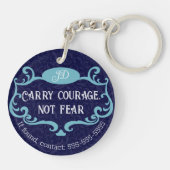 Modern Monogram Blauw Inspirerend Quote Elegant Sleutelhanger (Achterkant)