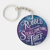 Modern Monogram Blauw Inspirerend Quote Elegant Sleutelhanger (Voorkant)