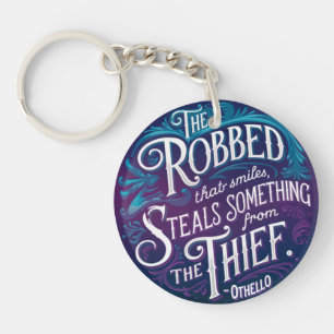Modern Monogram Blauw Inspirerend Quote Elegant Sleutelhanger