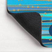 Modern Monogram Blauw Strepen Patroon Muismat (Hoek)