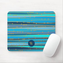 Modern Monogram Blauw Strepen Patroon