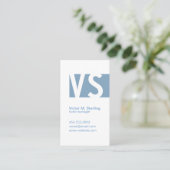 Modern Monogram (blauw) Visitekaartje (Staand voorkant)