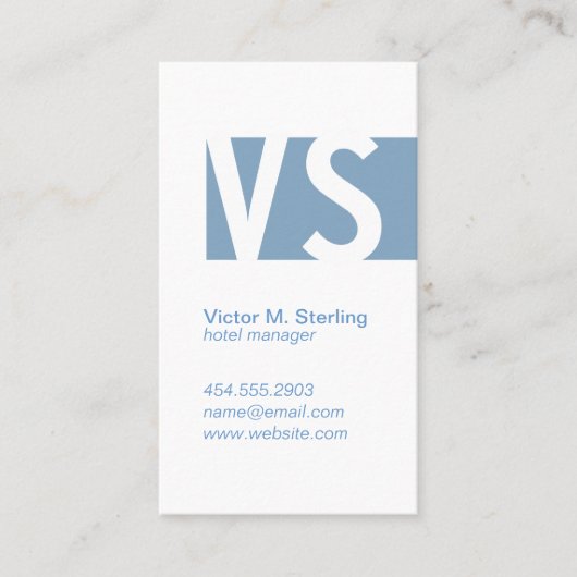 Modern Monogram (blauw) Visitekaartje (Voorkant)