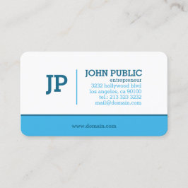 Modern Monogram Blauw Wit Visitekaartje