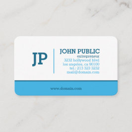 Modern Monogram Blauw Wit Visitekaartje