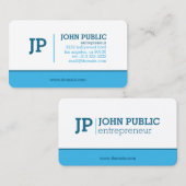 Modern Monogram Blauw Wit Visitekaartje (Voorkant / Achterkant)