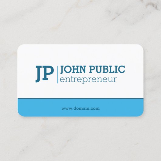 Modern Monogram Blauw Wit Visitekaartje (Achterkant)