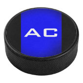 Modern Monogram Blauw Zwarte Plain Hockey Puck (3/4)