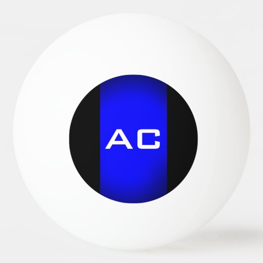 Modern Monogram Blauw Zwarte Plain Pingpongbal (Voorkant)
