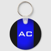 Modern Monogram Blauw Zwarte Plain Sleutelhanger (Voorkant)