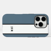 Modern Monogram | Blauwe Streep iPhone 16 Hoes (Achterkant (horizontaal))