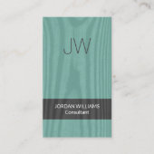 Modern Monogram Blauwgroen Faux Wood Minimalist Ve Visitekaartje (Voorkant)