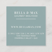 Modern Monogram Blauwgroen Hondenbotpatroon Vierkante Visitekaartje (Achterkant)