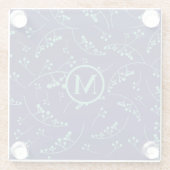 Modern monogram blauwgroen turkooisbessenpatroon glazen onderzetter (Achterkant)