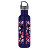 Modern Monogram Bloemen Patroon Waterfles (Achterkant)