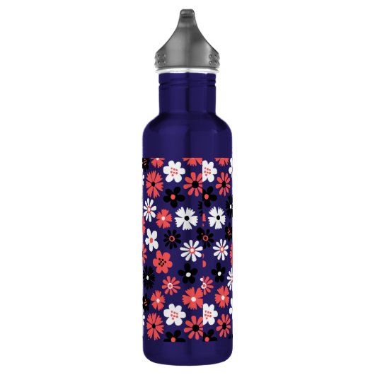 Modern Monogram Bloemen Patroon Waterfles (Rechts)