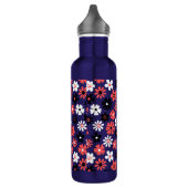 Modern Monogram Bloemen Patroon Waterfles (Links)