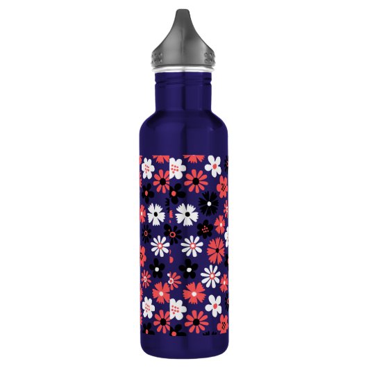 Modern Monogram Bloemen Patroon Waterfles (Links)