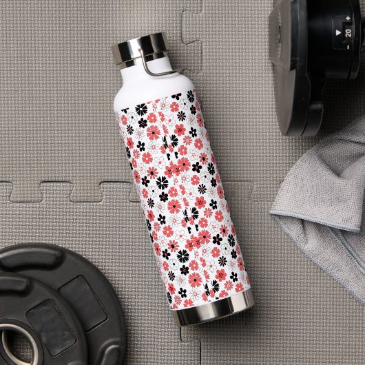 Modern Monogram Bloemen Patroon Waterfles (Gym)