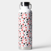 Modern Monogram Bloemen Patroon Waterfles (Voorkant)