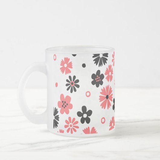 Modern Monogram Bloemmotief Matglas Koffiemok (Links)