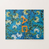 Modern Monogram Blue Floral Chic Legpuzzel (Horizontaal)