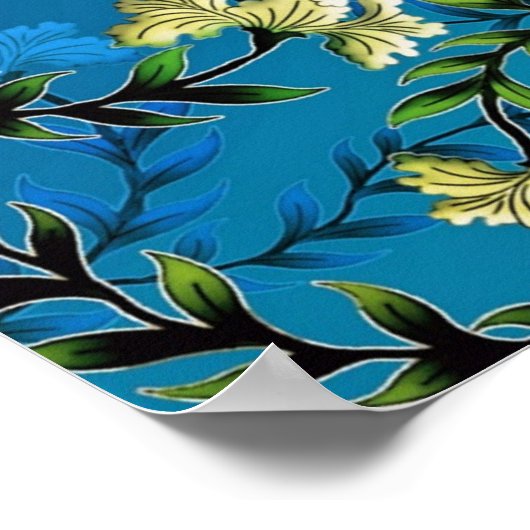 Modern Monogram Blue Floral Chic Poster (Hoek)