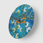 Modern Monogram Blue Floral Chic Ronde Klok (Hoek)