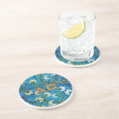 Modern Monogram Blue Floral Chic Zandsteen Onderzetter (Zijkant)