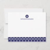 Modern Monogram Blue Geometric Bedankt Notitiekaartje (Voorkant)