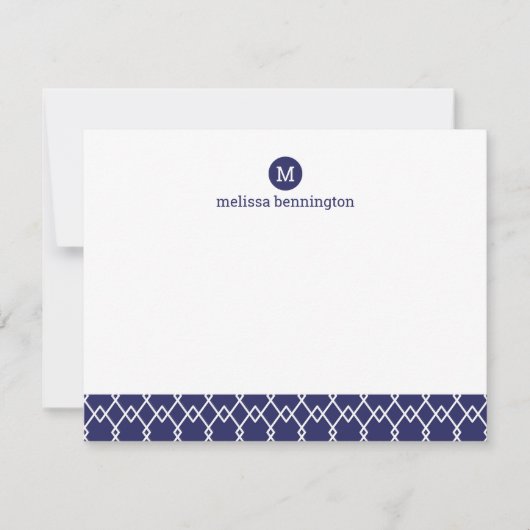 Modern Monogram Blue Geometric Bedankt Notitiekaartje