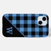Modern Monogram Blue Gingham Pset Pattern Case-Mate iPhone Case (Achterkant (horizontaal))