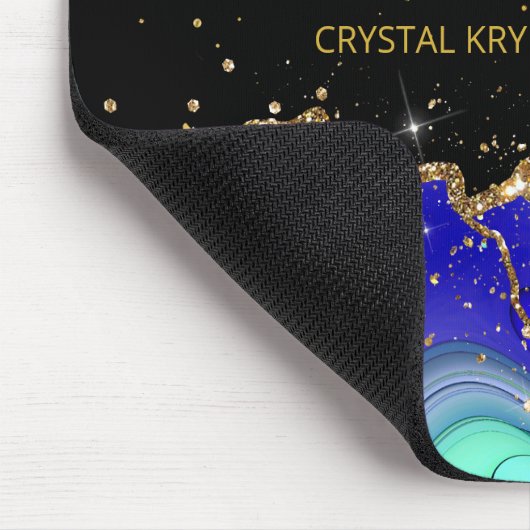 Modern Monogram Blue Green Agate Glitter Notitiebo Muismat (Hoek)