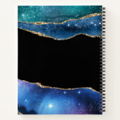 Modern Monogram Blue Green Agate Glitter Notitiebo Notitieboek (Achterkant)