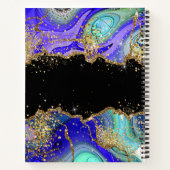 Modern Monogram Blue Green Agate Glitter Notitiebo Notitieboek (Achterkant)