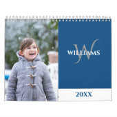 Modern Monogram Blue Photo Kalender (Hoes)