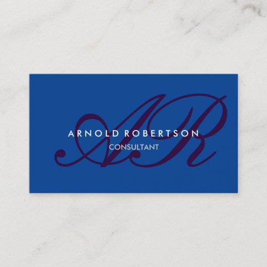 Modern Monogram Blue Trendy Visitekaartje (Voorkant)