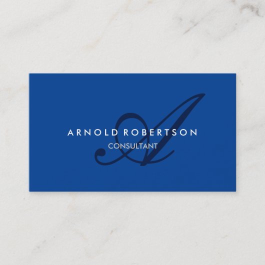 Modern Monogram Blue Trendy Visitekaartje (Voorkant)