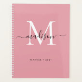 Modern Monogram Blush Dusty Pink Girly Script 2021 Planner (Voorkant)
