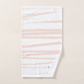 Modern Monogram Blush Pink Lines Abstracte kunst Bad Handdoek (Handdoek)