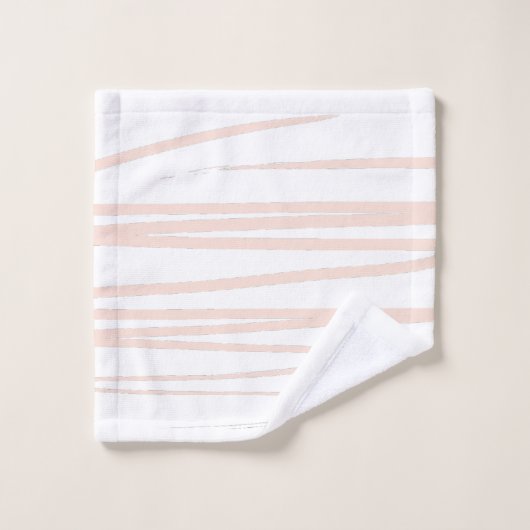 Modern Monogram Blush Pink Lines Abstracte kunst Bad Handdoek (Wasdoekje)