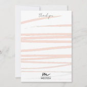 Modern Monogram Blush Pink Lines Abstracte kunst Bedankkaart (Voorkant)