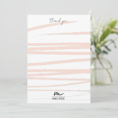 Modern Monogram Blush Pink Lines Abstracte kunst Bedankkaart (Staand voorkant)