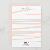 Modern Monogram Blush Pink Lines Abstracte kunst Bedankkaart (Voorkant / Achterkant)