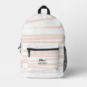 Modern Monogram Blush Pink Lines Abstracte kunst Bedrukte Rugzak (Voorkant)