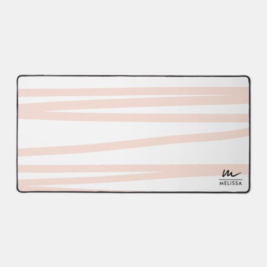 Modern Monogram Blush Pink Lines Abstracte kunst Bureaumat (Voorkant)